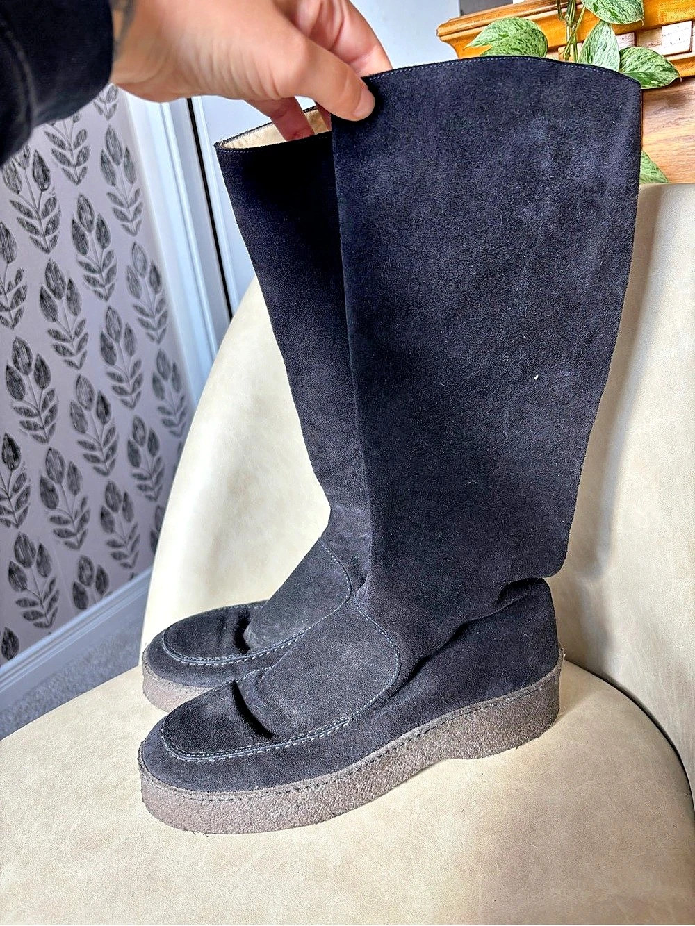 Escada Suede Black Knee-High Boots EU 39